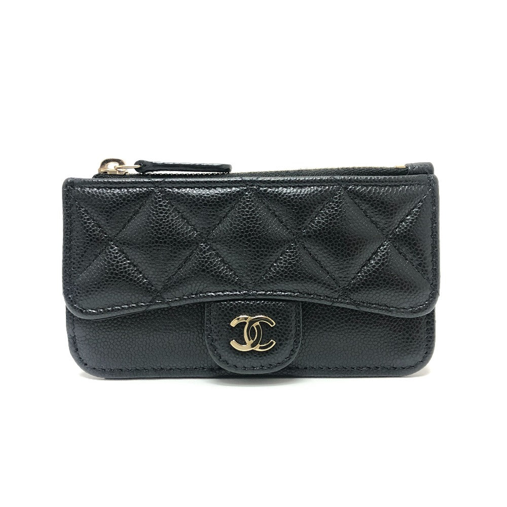 CHANEL Coin case AP2570 Caviar skin black COCO Mark Matelasse Classic Zip Women