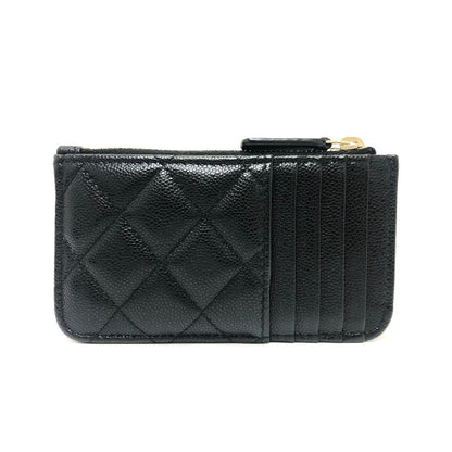 CHANEL Coin case AP2570 Caviar skin black COCO Mark Matelasse Classic Zip Women