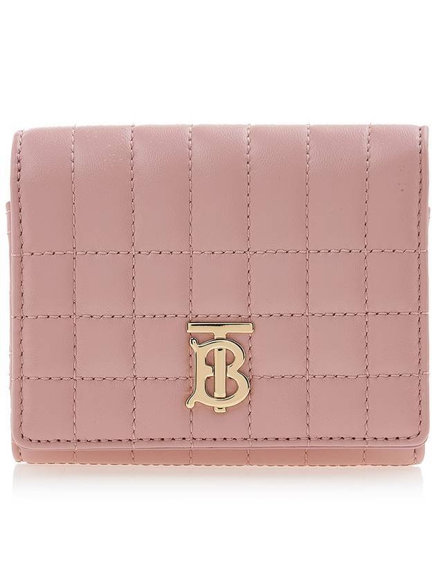 Luxury Burberry Lola Quilted Leather Folding Wallet Dusty Pink