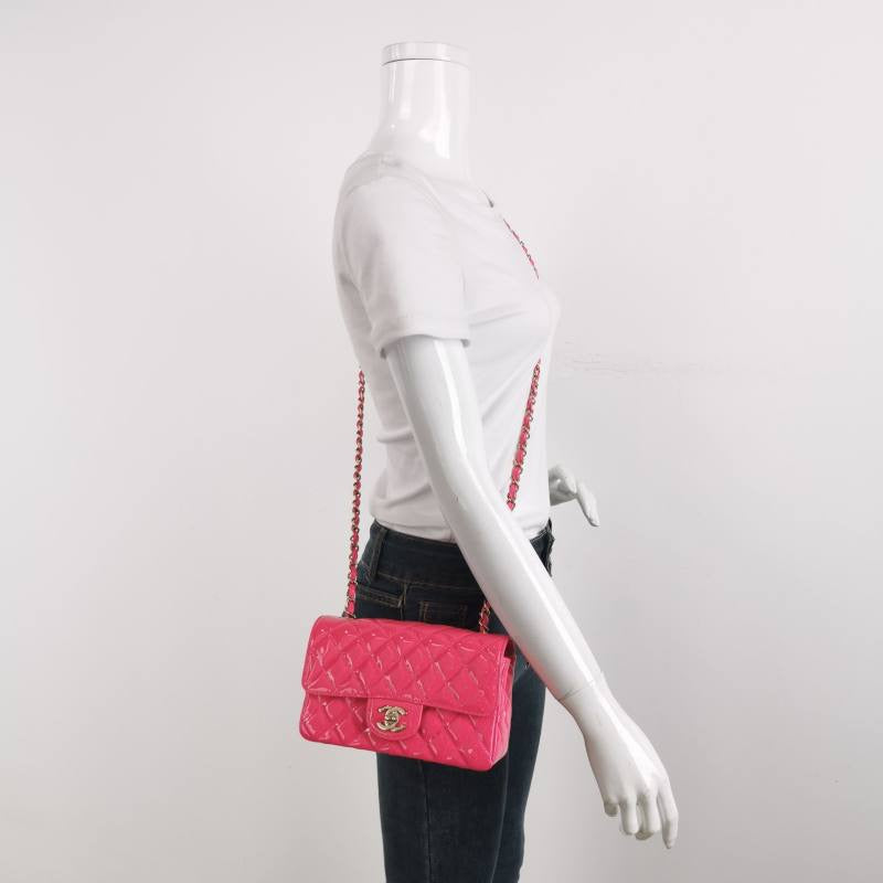 Chanel Classic Flap Rectangular Mini Pink Patent Leather Gold-tone Hardware, 2019