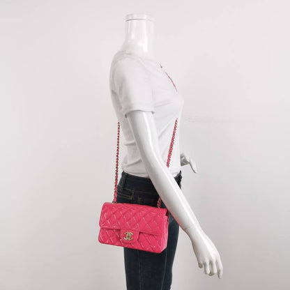 Chanel Classic Flap Rectangular Mini Pink Patent Leather Gold-tone Hardware, 2019