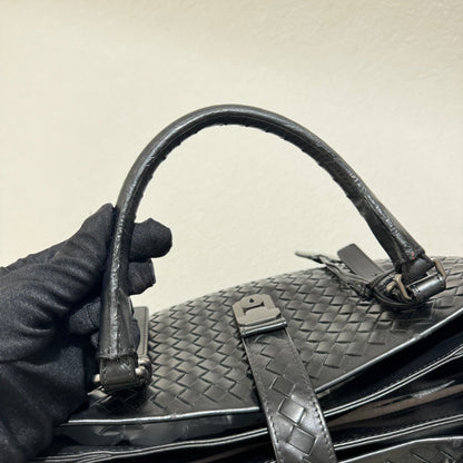 Bottega Veneta Roma Handbag Bag Intrecciato Nappa Leather Black Large 35cm