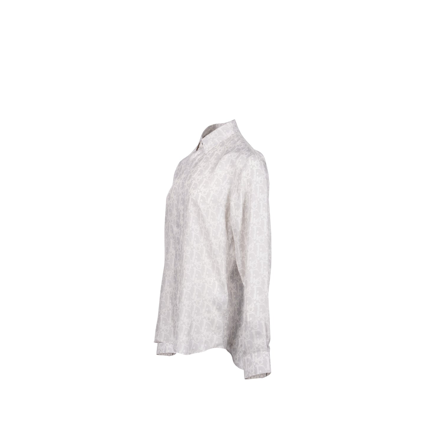 Homme Size 39 Dior Oblique Shirt Silk Light Grey/White