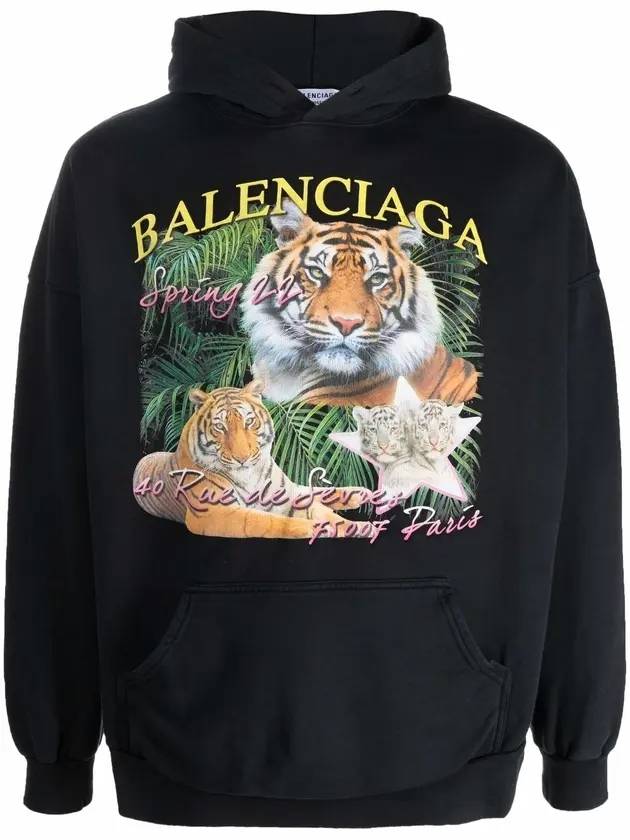 Luxury Balenciaga Trending 2025 Tiger Print Hoodie Black
