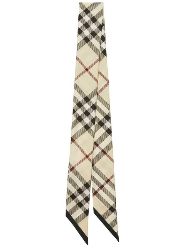 Luxury Burberry Skinny Check Silk Scarf Stone