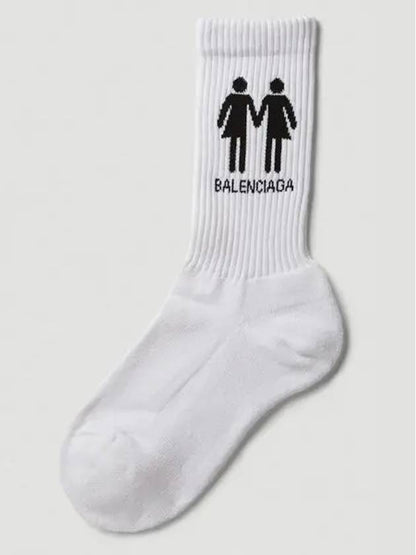 Luxury Balenciaga Trending 2025 Pride Tennis Socks White
