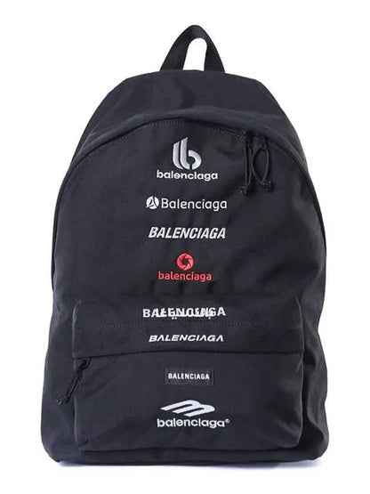 Luxury Balenciaga Trending 2025 Explorer Embroidered Logo Backpack Black