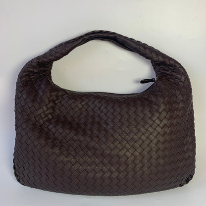 Bottega Veneta Intrecciato Hobo Bag Medium Chocolate Brown Lambskin leather