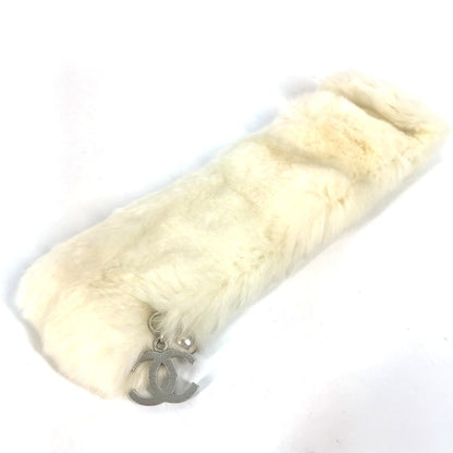 CHANEL Bangle fur white bracelet CC COCO Mark fur fake pearl Women