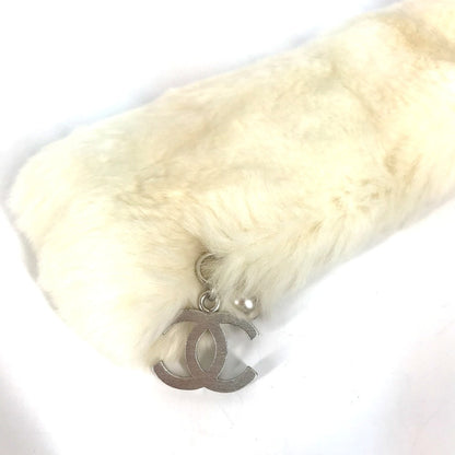 CHANEL Bangle fur white bracelet CC COCO Mark fur fake pearl Women