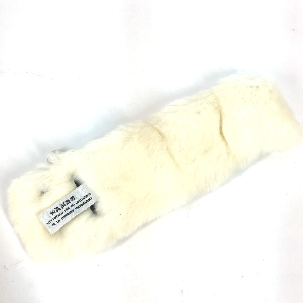 CHANEL Bangle fur white bracelet CC COCO Mark fur fake pearl Women