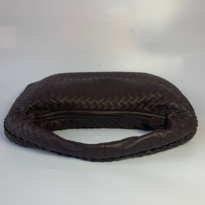 Bottega Veneta Intrecciato Hobo Bag Medium Chocolate Brown Lambskin leather