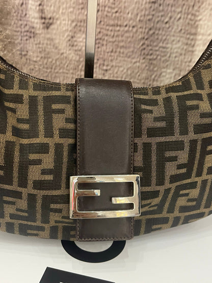 Fendi Croissant Shoulder Bag Medium Zucca Monogram Canvas