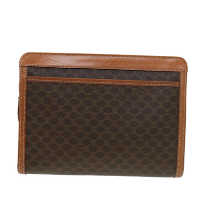 Luxury CELINE Macadam Canvas Clutch Bag PVC Leather Brown  39179