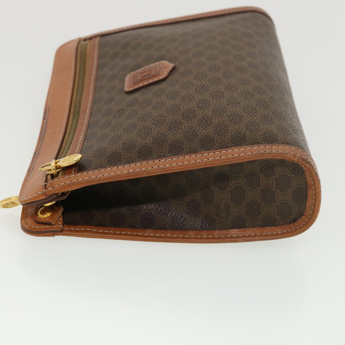 Luxury CELINE Macadam Canvas Clutch Bag PVC Leather Brown  39179