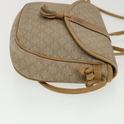 Luxury CELINE Macadam Canvas Shoulder Bag PVC Leather Beige  39182
