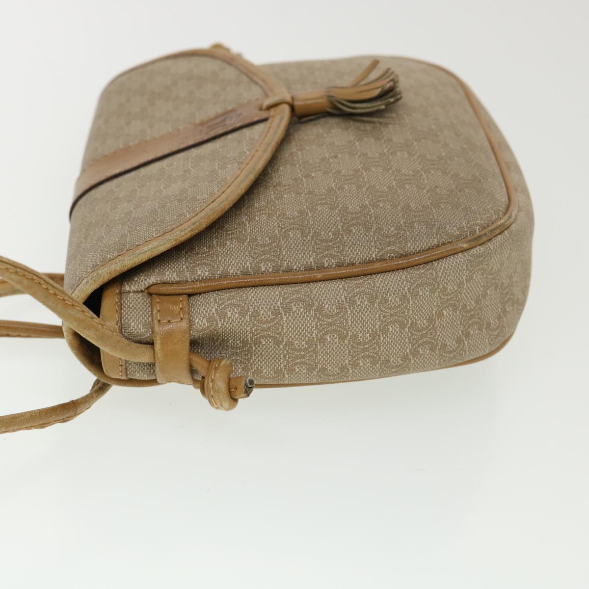 Luxury CELINE Macadam Canvas Shoulder Bag PVC Leather Beige  39182