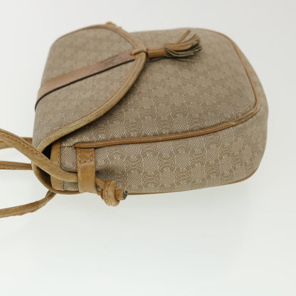 Luxury CELINE Macadam Canvas Shoulder Bag PVC Leather Beige  39182