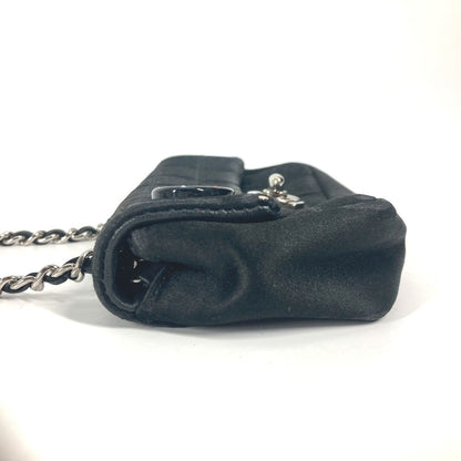 CHANEL Shoulder Bag Satin black bag pochette Lipstick Mirror CC COCO Mark Women