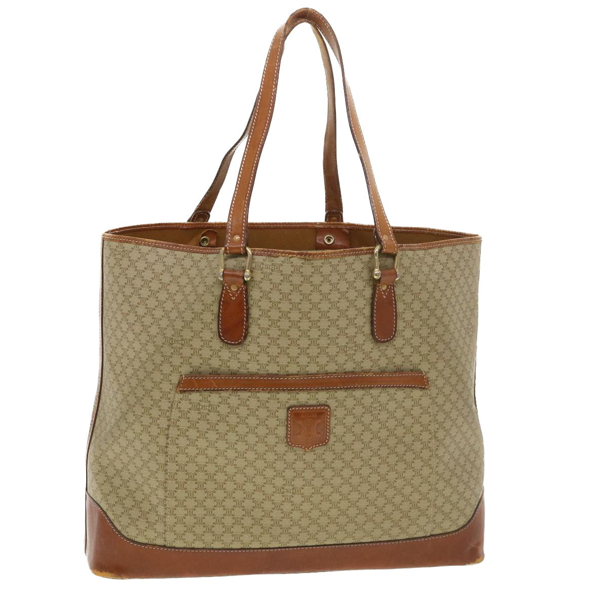 Luxury CELINE Macadam Canvas Tote Bag Beige  39385