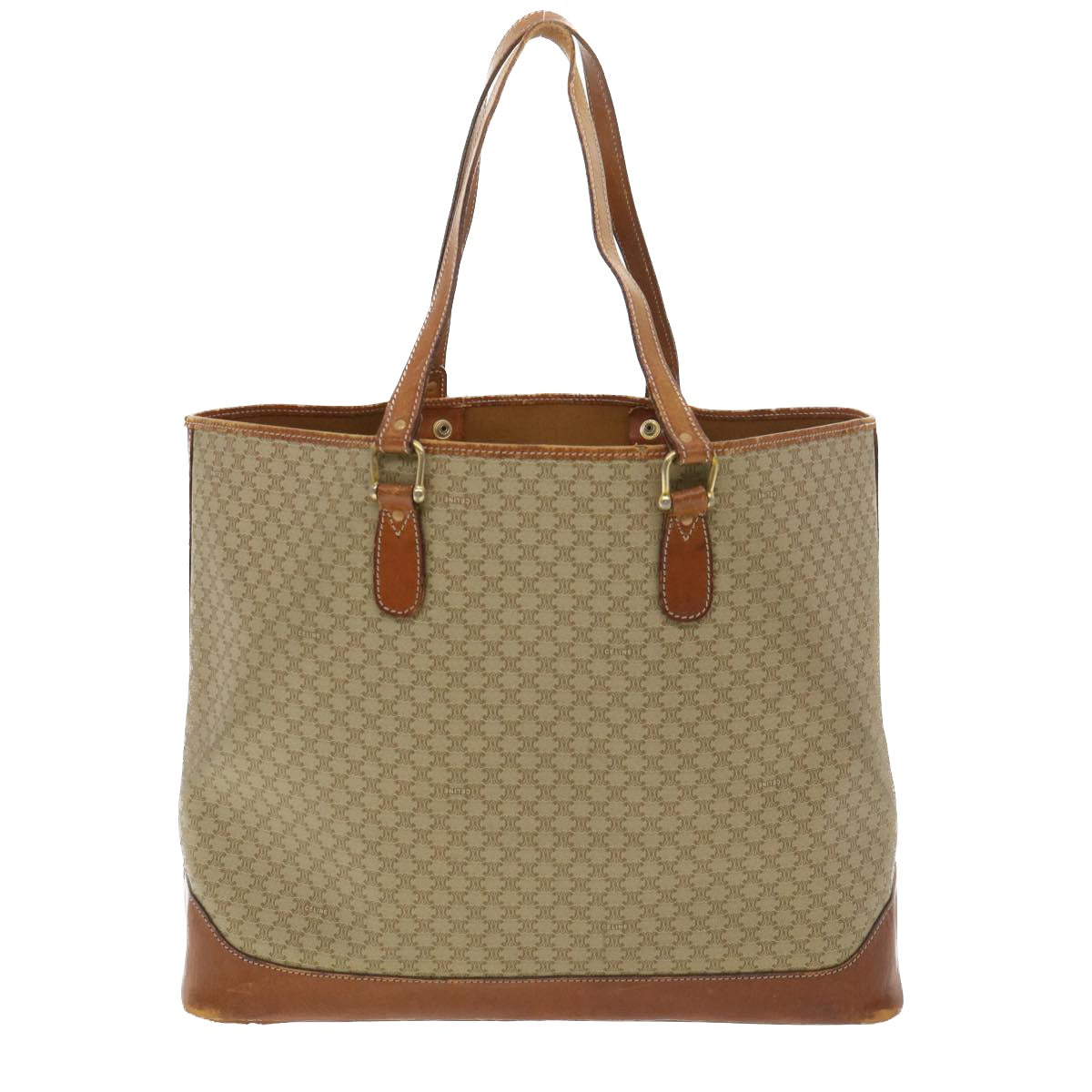 Luxury CELINE Macadam Canvas Tote Bag Beige  39385
