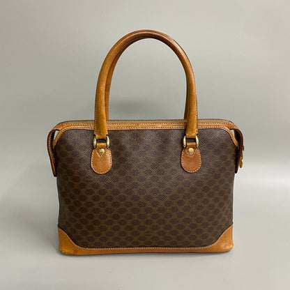 CELINE Handbag Leather, PVC Brown Macadam Women(Unisex)