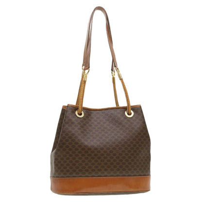 Luxury CELINE Macadam Canvas Shoulder Bag PVC Leather Brown  39461