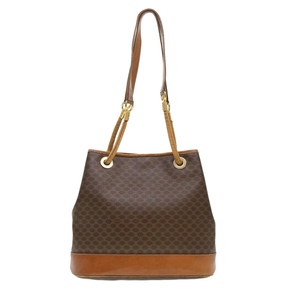 Luxury CELINE Macadam Canvas Shoulder Bag PVC Leather Brown  39461