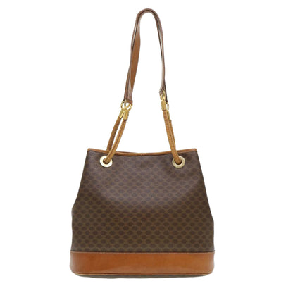 Luxury CELINE Macadam Canvas Shoulder Bag PVC Leather Brown  39461