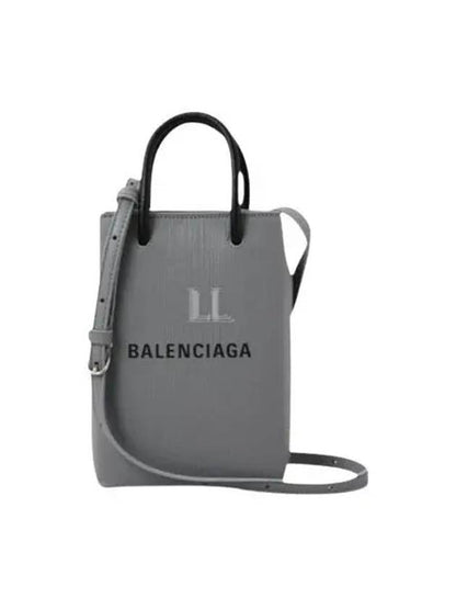 Luxury Balenciaga Trending 2025 Logo Print Phone Holder Small Cross Bag Grey
