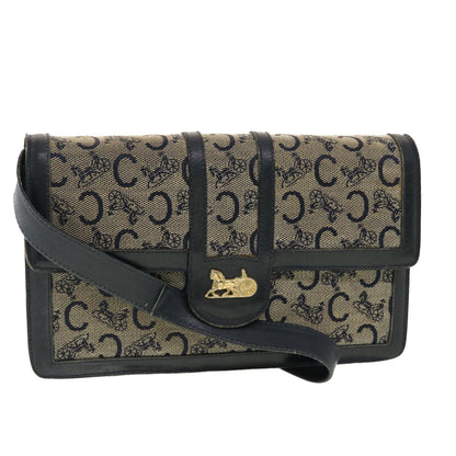 Luxury CELINE C Macadam Canvas Shoulder Bag Navy  39617