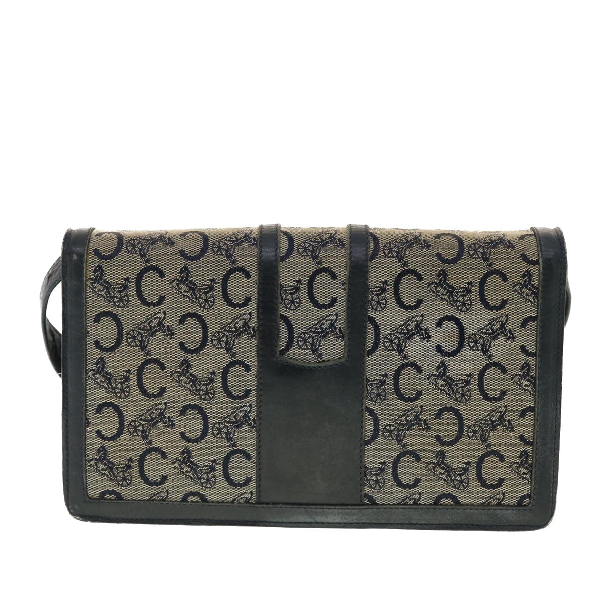 Luxury CELINE C Macadam Canvas Shoulder Bag Navy  39617
