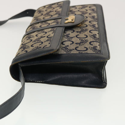 Luxury CELINE C Macadam Canvas Shoulder Bag Navy  39617