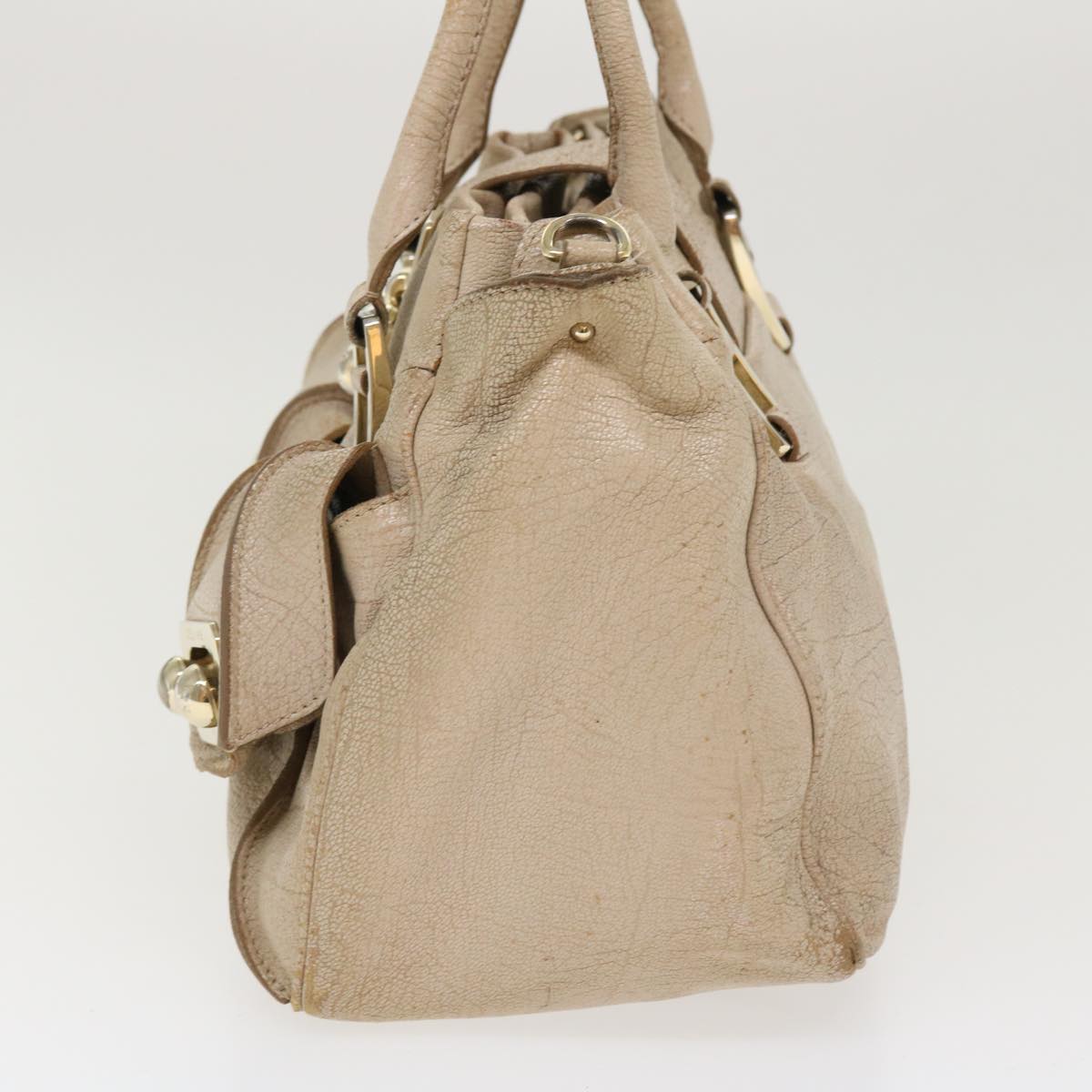 Luxury CELINE Hand Bag Leather 2way Beige  39619