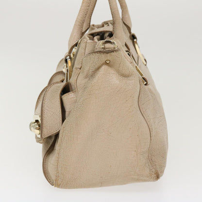 Luxury CELINE Hand Bag Leather 2way Beige  39619
