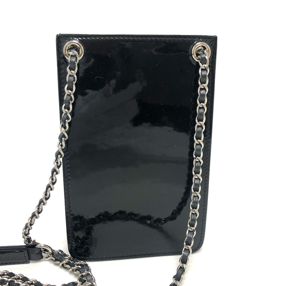 CHANEL Shoulder Bag enamel black COCO Mark