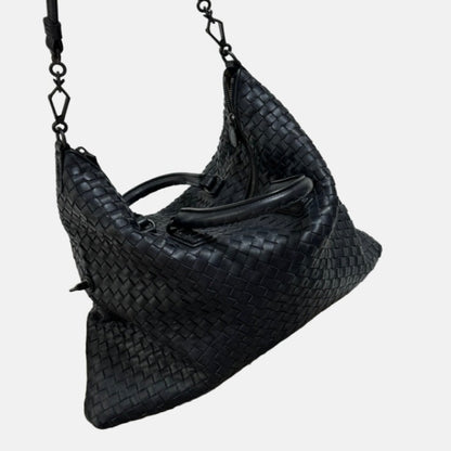 Bottega Veneta Medium Convertible Tote Bag Hobo Black Leather Two-way Carry 40cm