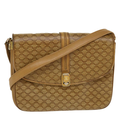 Luxury CELINE Macadam Canvas Shoulder Bag PVC Leather Beige  39942