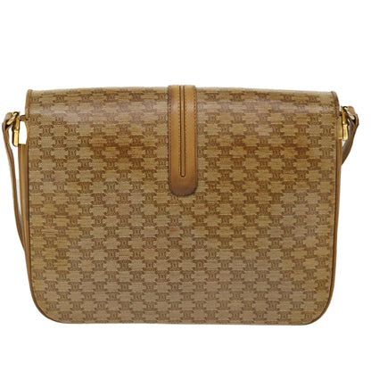 Luxury CELINE Macadam Canvas Shoulder Bag PVC Leather Beige  39942