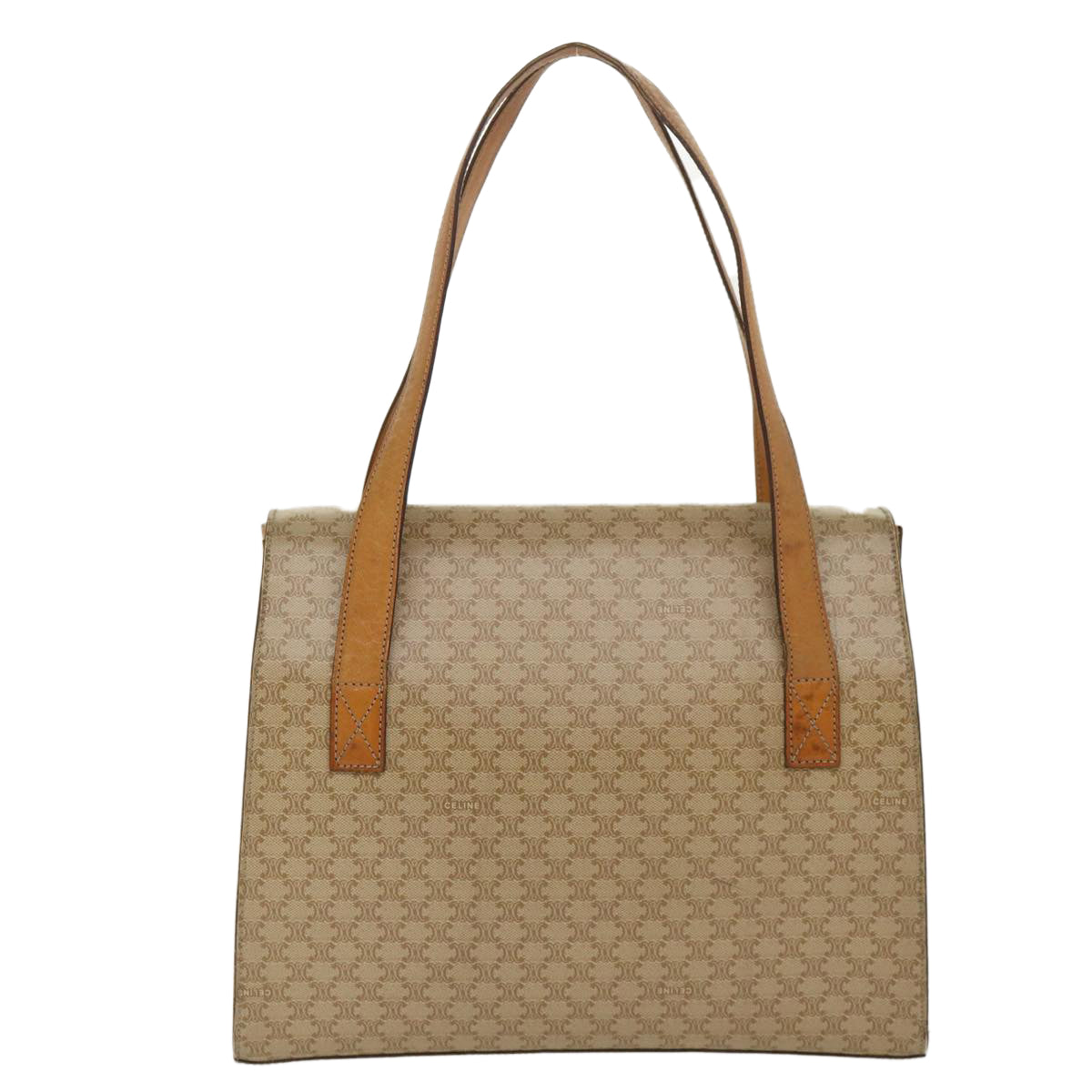 Luxury CELINE Macadam Canvas Shoulder Bag PVC Leather Brown Beige  39943