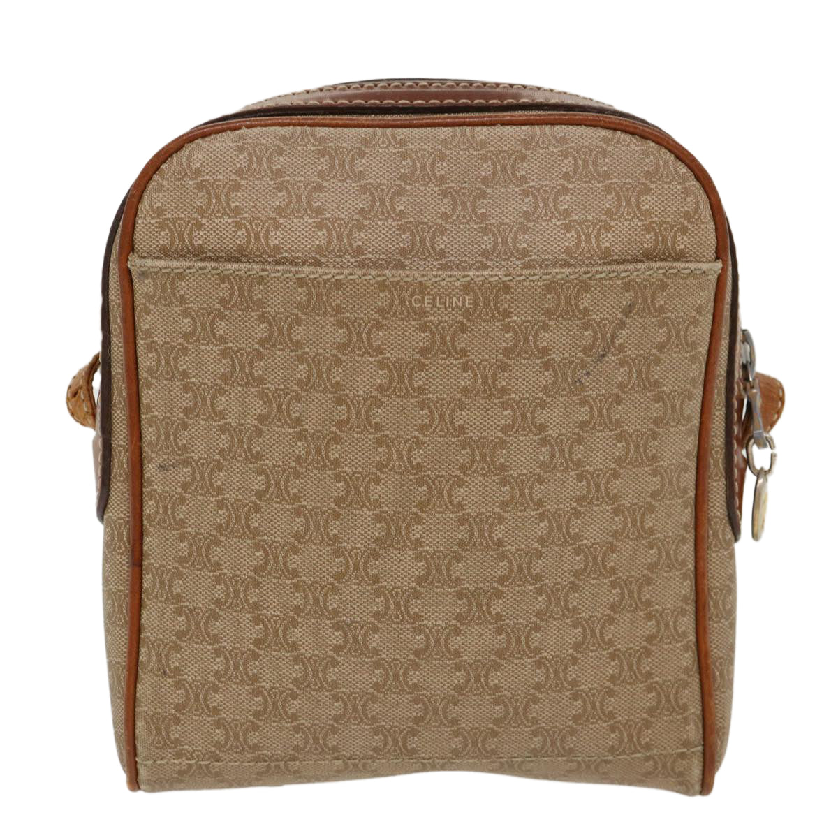 Luxury CELINE Macadam Canvas Shoulder Bag PVC Leather Beige  39944