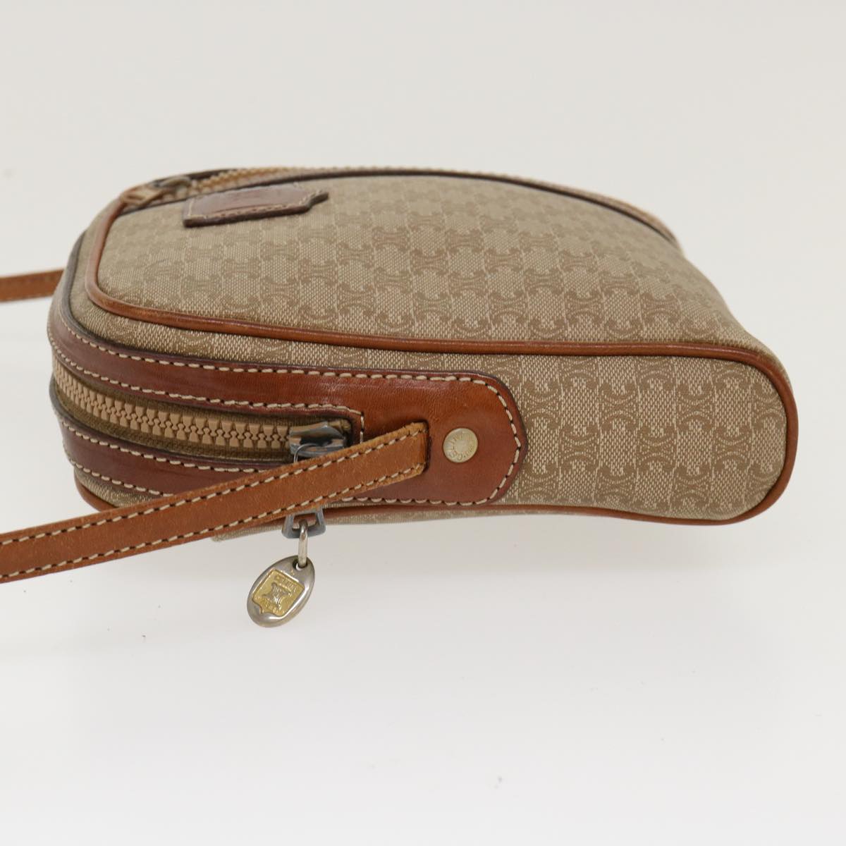 Luxury CELINE Macadam Canvas Shoulder Bag PVC Leather Beige  39944