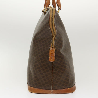 Luxury CELINE Macadam Canvas Boston Bag PVC Leather 2way Brown  39945
