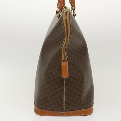 Luxury CELINE Macadam Canvas Boston Bag PVC Leather 2way Brown  39945