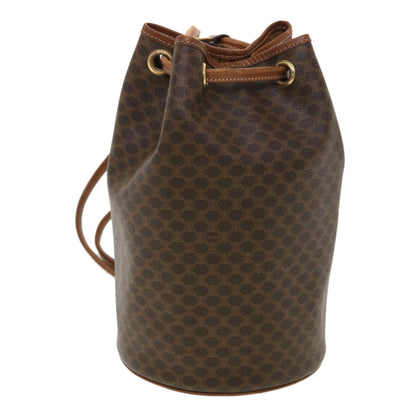 Luxury CELINE Macadam Canvas Shoulder Bag PVC Leather Brown  39946