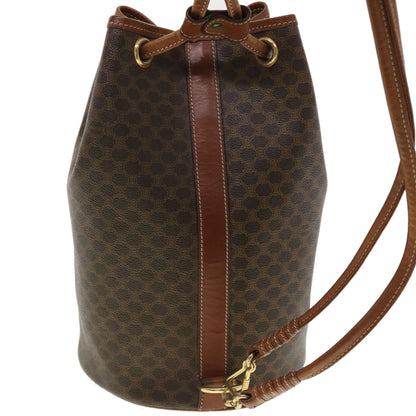 Luxury CELINE Macadam Canvas Shoulder Bag PVC Leather Brown  39946