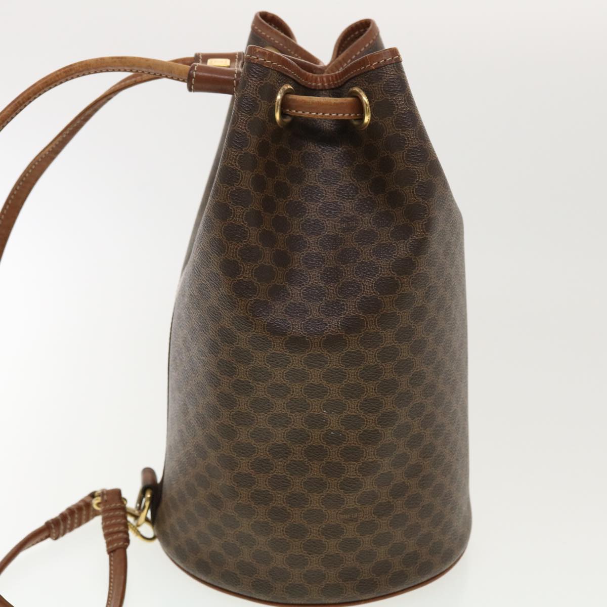 Luxury CELINE Macadam Canvas Shoulder Bag PVC Leather Brown  39946