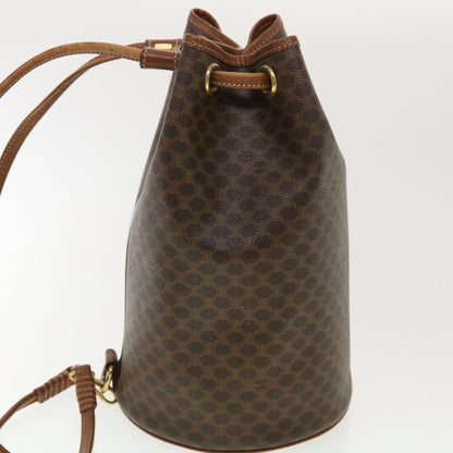 Luxury CELINE Macadam Canvas Shoulder Bag PVC Leather Brown  39946