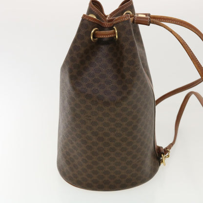 Luxury CELINE Macadam Canvas Shoulder Bag PVC Leather Brown  39946