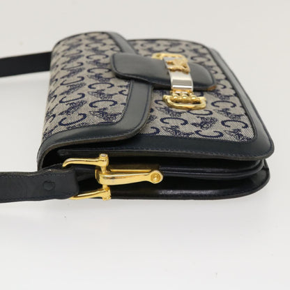 Luxury CELINE C Macadam Canvas Horse Carriage Shoulder Bag Navy  39947